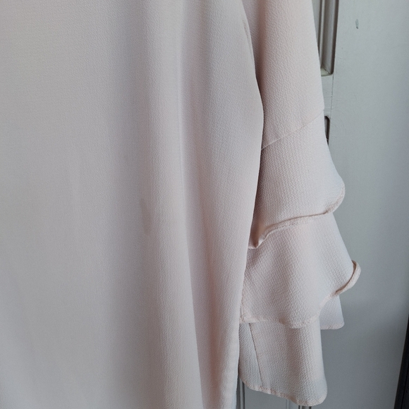 Calvin Klein Pullover SzL Ruffle Sleeve Pale Pink Poly/Spandex Round Neck Fem - Picture 9 of 10